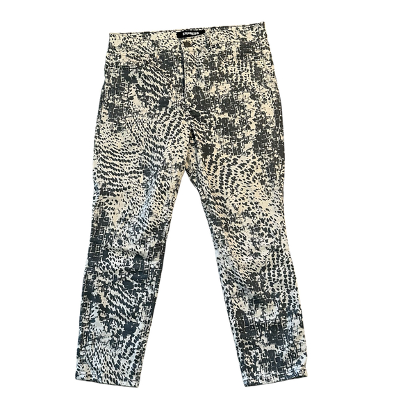 Express Denim - NWOT Express Grey and White Snake Print High Rise Skinny Jeans 12 short